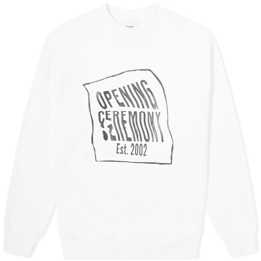 注目 トップス スウェット トレーナー メンズ Ceremony Opening オープニングセレモニー オープニングセレモニー Ceremony Opening Warped White Black Sweat Crew Logo トップス Www Mohanvilaas Com