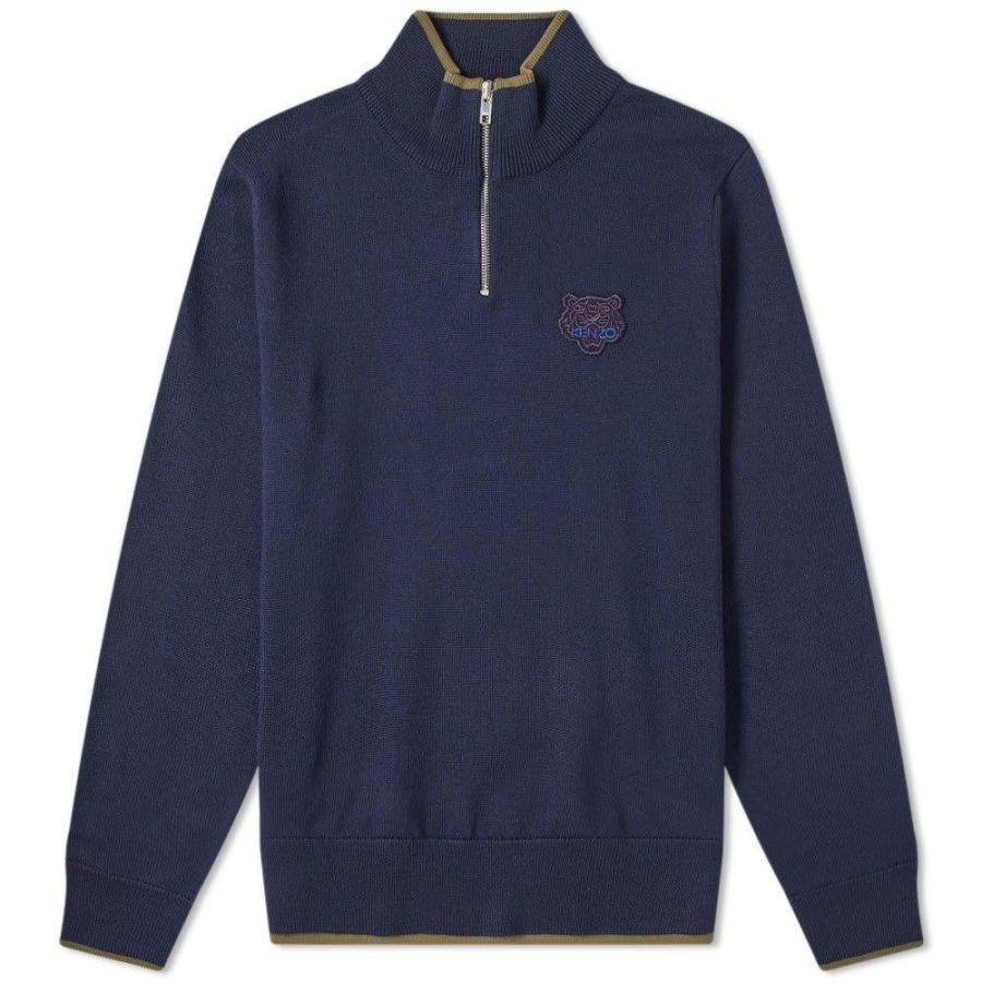ケンゾー Kenzo メンズ ニット セーター トップス Tiger Crest Half Zip Sweat Navy Blue Profarmer Co Zw