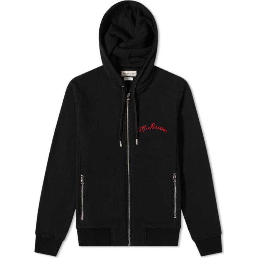 最終値下げ アレキサンダー マックイーン Alexander Mcqueen メンズ パーカー トップス Embroidered Logo Zip Hoody Black 最新コレックション Glenbowcollege Ca