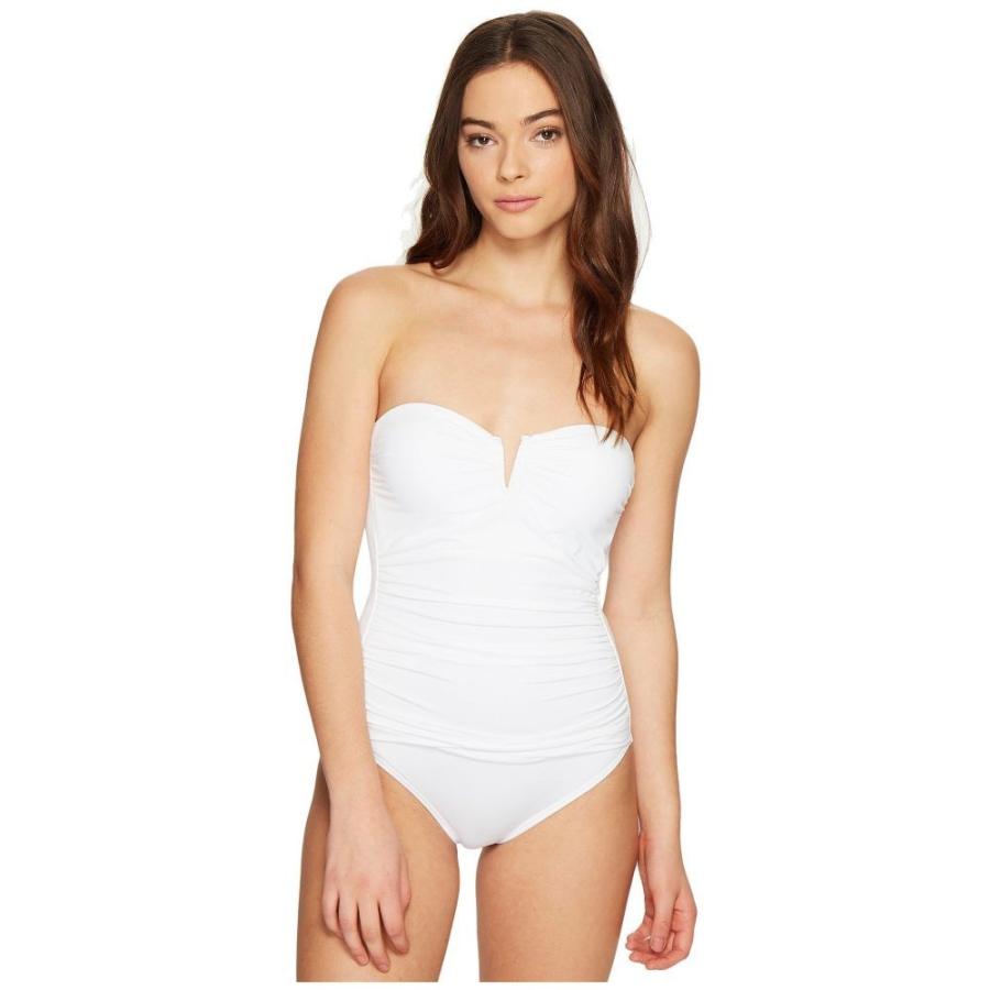 トミー バハマ Tommy Bahama レディース ワンピース 水着 ビーチウェア Pearl V Front Bandeau One Piece Swimsuit White Parselsorgu Com