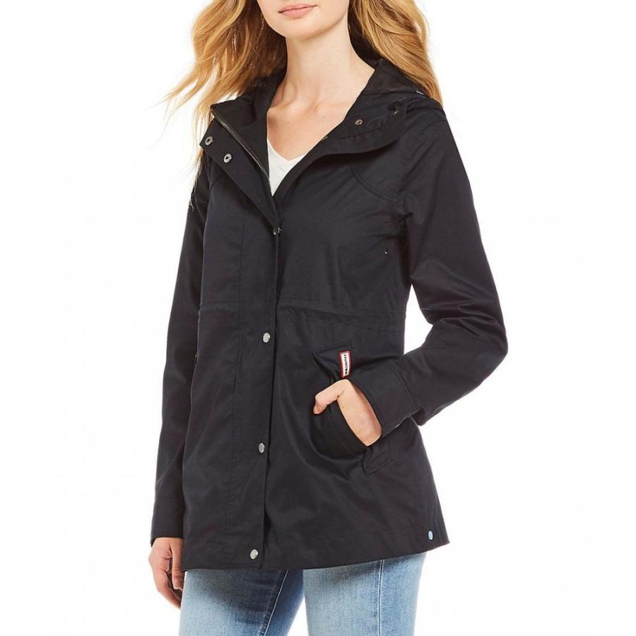 ハンター Hunter レディース レインコート アウター Original Cotton Smock Water Resistant Rain Jacket Black Www Purrworld Com