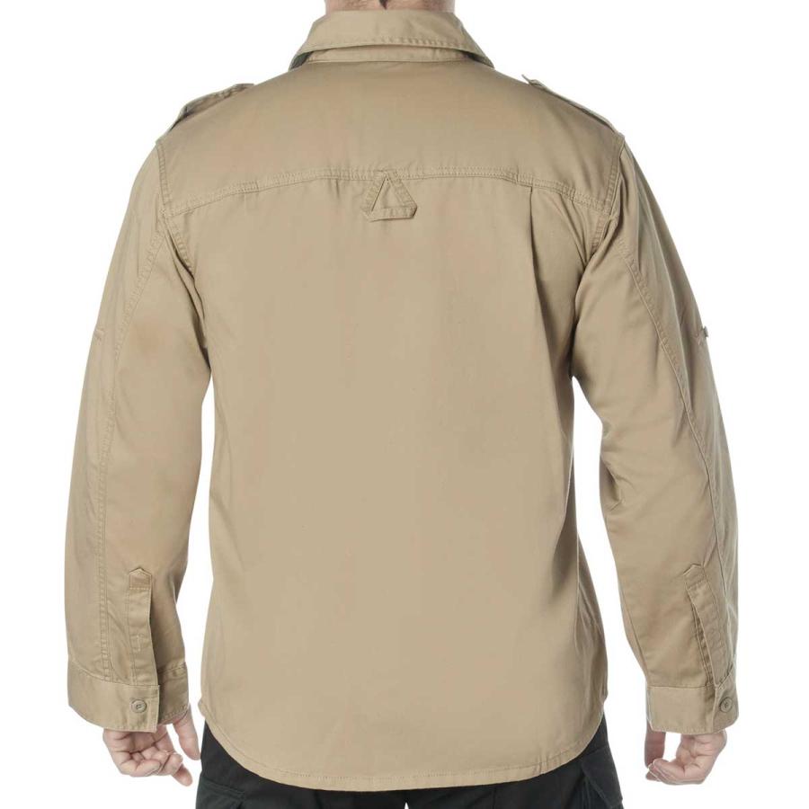 送料無料 USA ロスコ  ミリタリー カーキベージュ ヴィンテージ ファティーグシャツ  2WAYスタイル Rothco Military VINTAGE FATIGUE SHIRTS | ROTHCO | 03