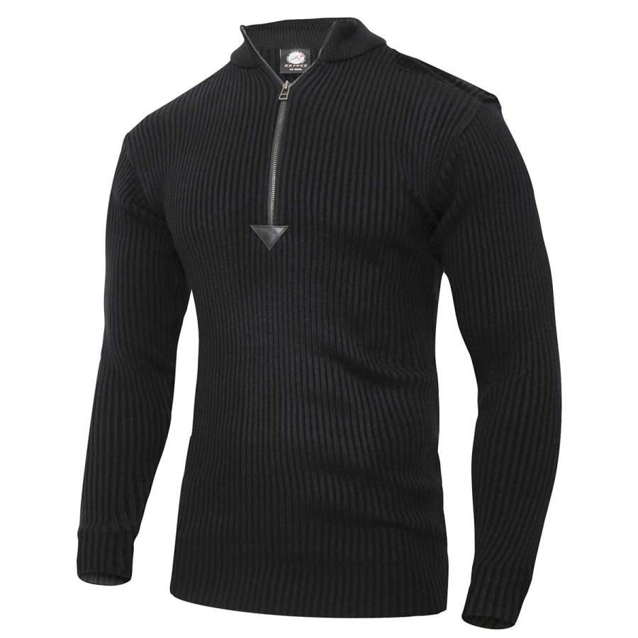 送料無料 ミリタリー  黒いコマンドセーター ジップアップ仕様 軍用インナー Rothco Quarter Zip Acrylic Commando Sweater | ROTHCO