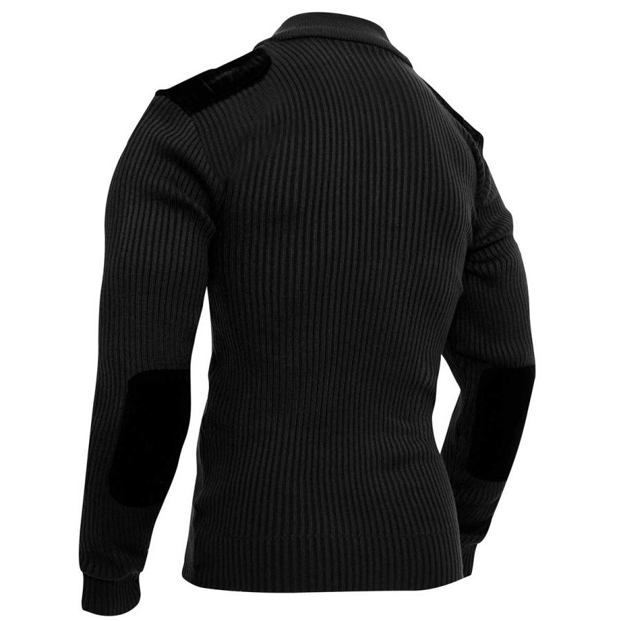 送料無料 ミリタリー  黒いコマンドセーター ジップアップ仕様 軍用インナー Rothco Quarter Zip Acrylic Commando Sweater | ROTHCO | 01
