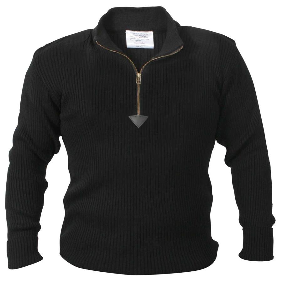 送料無料 ミリタリー  黒いコマンドセーター ジップアップ仕様 軍用インナー Rothco Quarter Zip Acrylic Commando Sweater | ROTHCO | 02