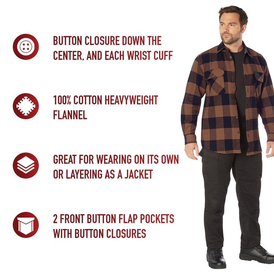 USAロスコ フランネルシャツ 茶黒 バッファローチェック ヘビーウエイト綿 ROTHCO Extra Heavyweight Buffalo Plaid Flannel Shirt！ | ROTHCO | 07