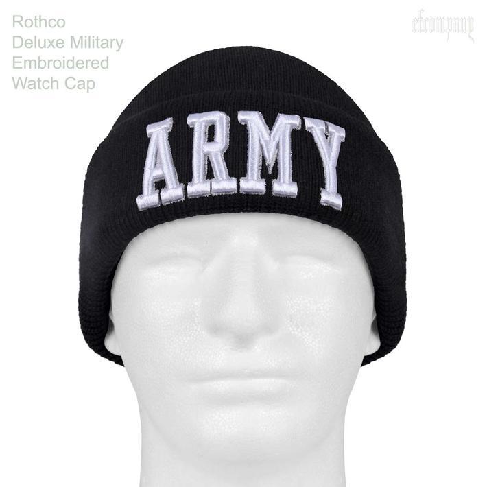 ニット ワッチキャップ 刺繍ARMY　エンブレム入り ロスコ rothco 5445 Deluxe Military Embroidered Watch Cap：Army！ | ROTHCO