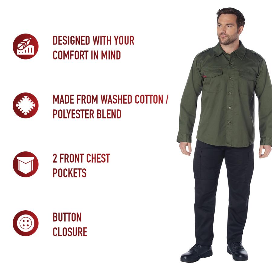 送料無料 USA ロスコ  ミリタリー ヴィンテージ ファティーグシャツ  2WAYスタイル Rothco Military VINTAGE FATIGUE SHIRTS！ | ROTHCO | 13