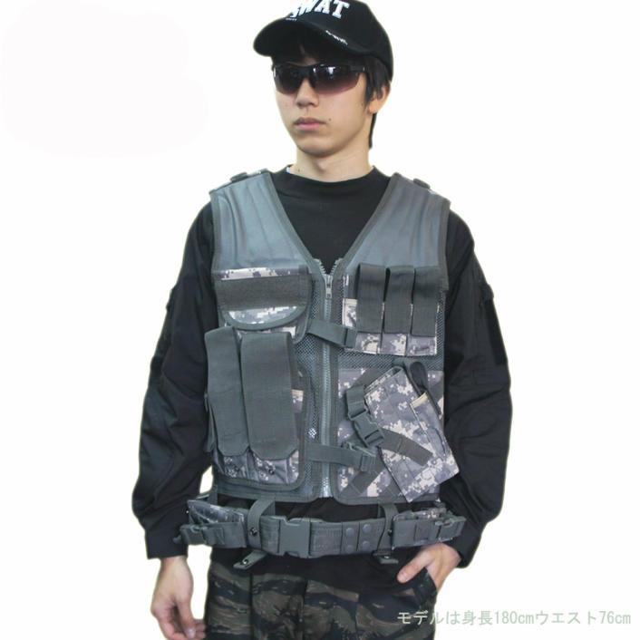 送料無料 SWAT 迷彩戦闘ベスト ACUデジタル 完全武装　右利きガン装着フォルダー付 ロスコ マルチカム タクティカル クロスドロー ベスト | ROTHCO