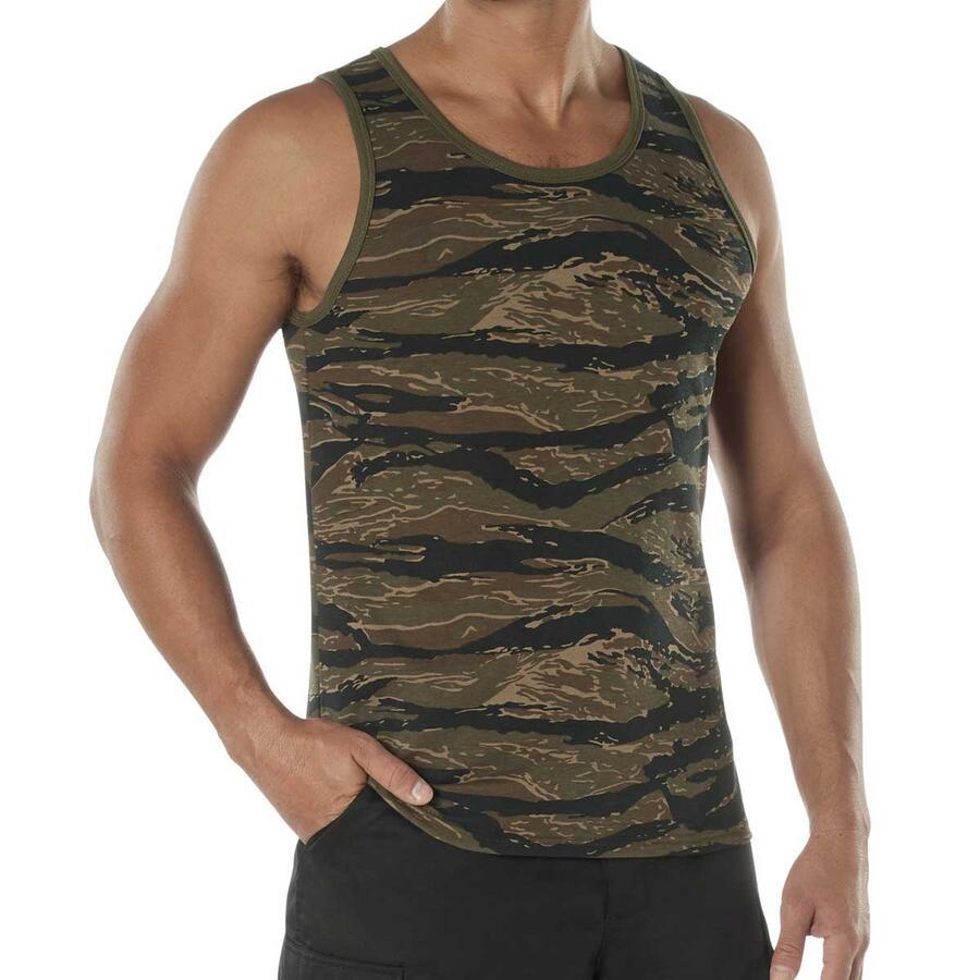 際立つ USAスタイル タンクトップ タイガーストライプ迷彩 ロスコ Rothco Camo Tank Top BY USA | ROTHCO