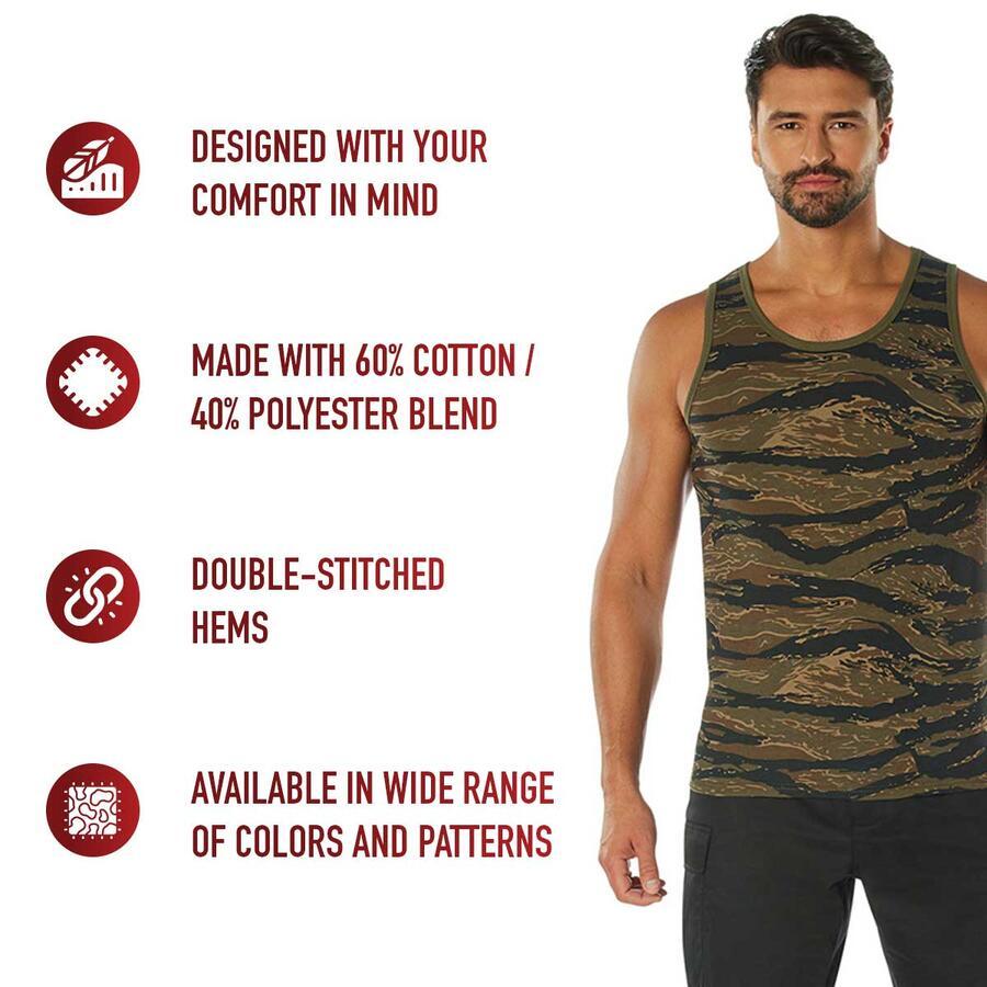 際立つ USAスタイル タンクトップ タイガーストライプ迷彩 ロスコ Rothco Camo Tank Top BY USA | ROTHCO | 02