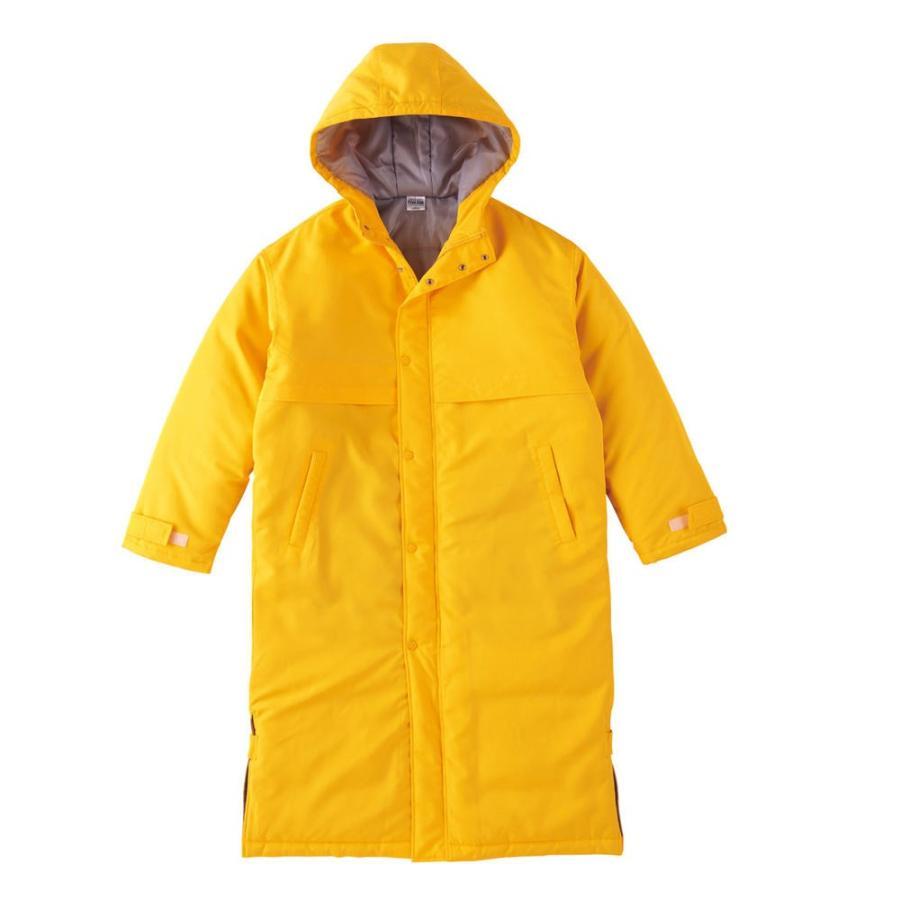 イエロー ロング丈 極め防寒 スタジアム ベンチコート フットボール