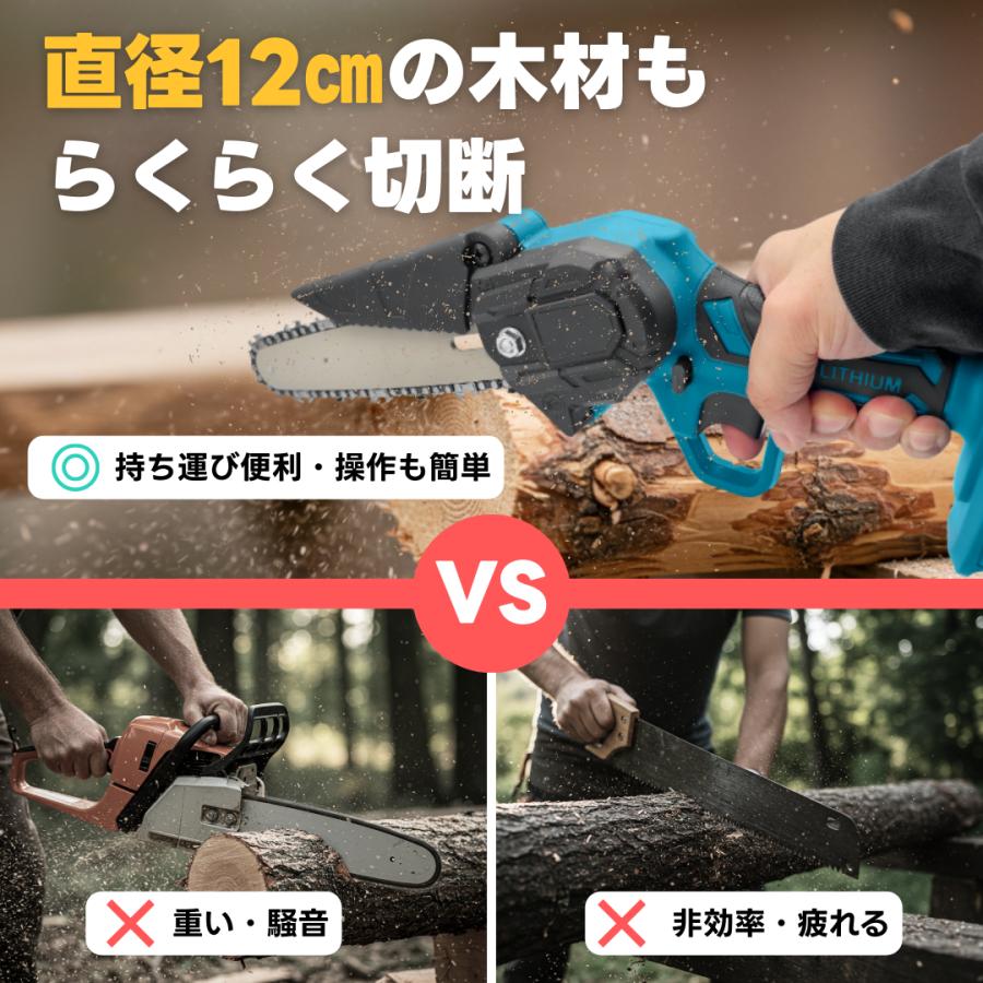 Longsafe マキタ互換品 充電式 チェーンソー 6インチ 純銅モーター