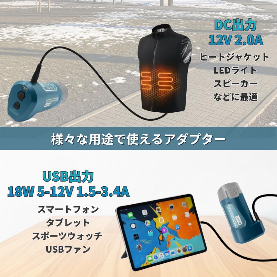 Longsafe マキタ 互換 USBアダプター 10.8V Type-C入力 充電機能 18W