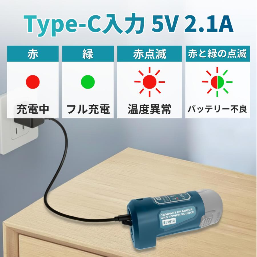 Longsafe マキタ 互換 USBアダプター 10.8V Type-C入力 充電機能 18W