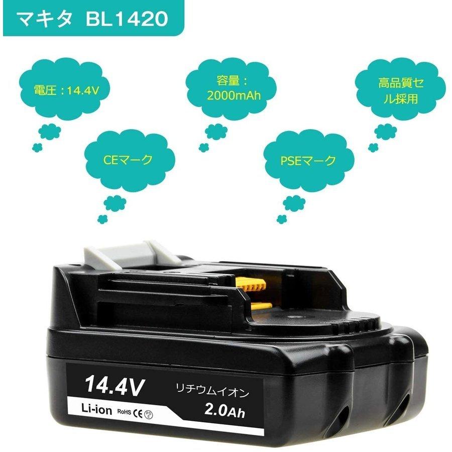 マキタ 互換品 makita バッテリー BL1420 14.4V 2.0Ah 軽量タイプ 電動