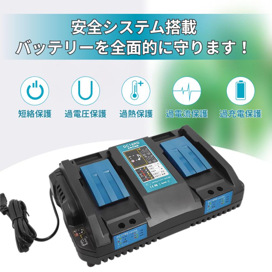 Longsafe マキタ 互換品 makita DC18RD 2口 充電器 14.4v 18v