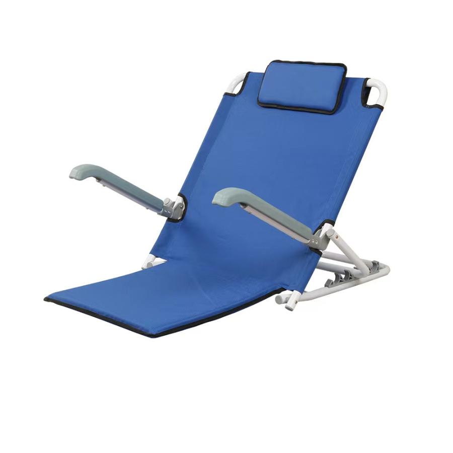 座椅子 肘掛付き コンパクト 高齢者 腰痛 リクライニング クッション 折りたたみ 収納 腰 フロアチェア 93×62×65.5cm (FLC01-BL) | Longsafe | 07