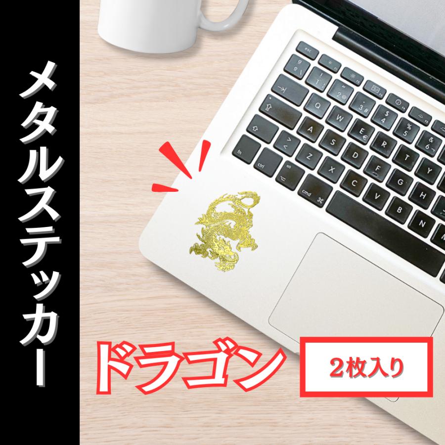 ドラゴン ステッカー 龍 メタル 金属製 2枚セット 開運 魔除け 金運