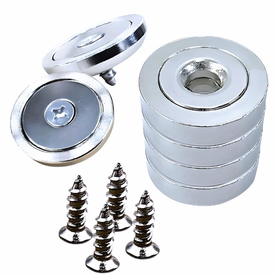 Longsafe 超強力 マグネットフック ネジ 付き 32mm 6個セット ネオジム