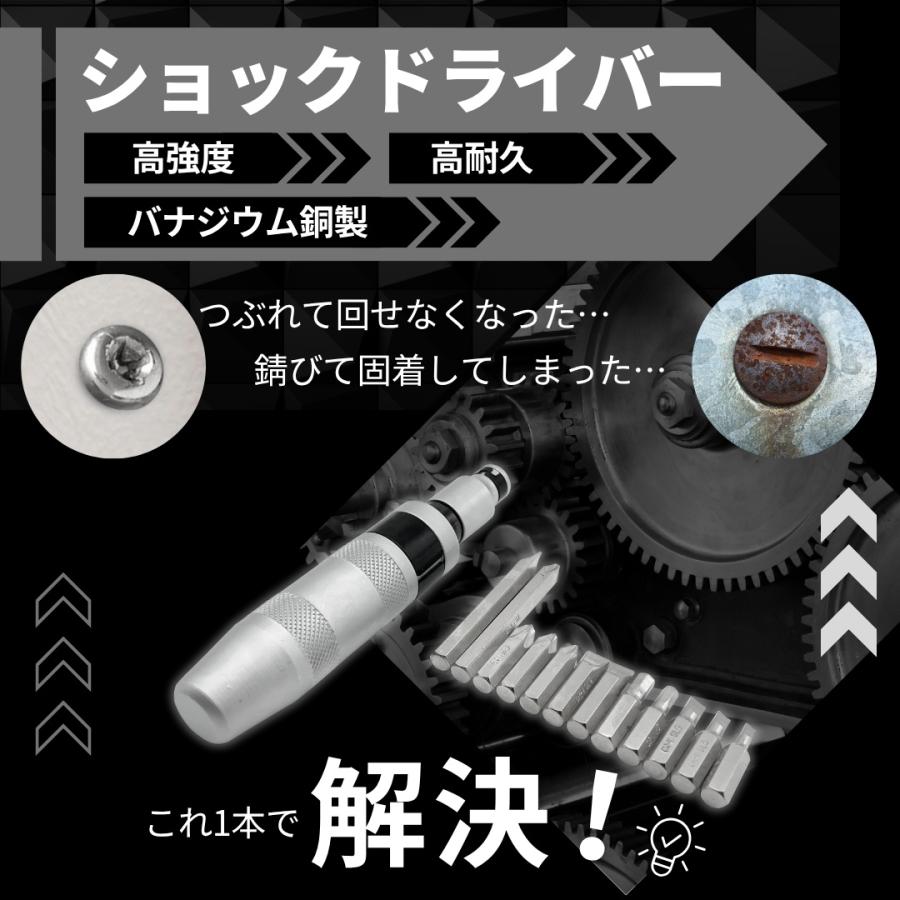 ショックドライバー ビットケースセット ネジ外し  クロムバナジウム鋼 ビット なめたネジ 錆びたネジ 固着したネジなどを外す 回転方向指定可能（SDC01） |  | 02