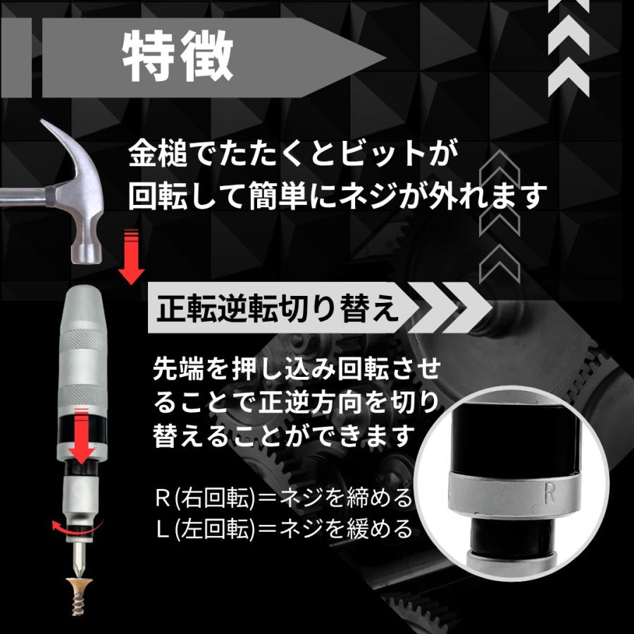 ショックドライバー ビットケースセット ネジ外し  クロムバナジウム鋼 ビット なめたネジ 錆びたネジ 固着したネジなどを外す 回転方向指定可能（SDC01） |  | 03