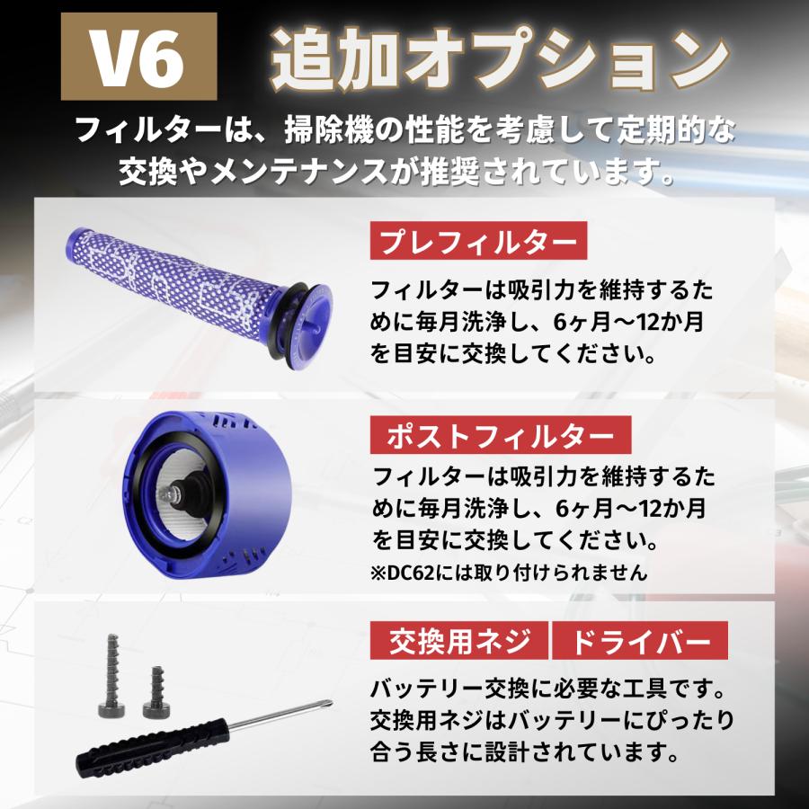 ダイソン 互換品 Dyson 互換 バッテリー V6 21.6V 4.0Ah 大容量 壁掛けブラケット対応 DC58 DC59 DC61 DC62 DC72 DC74 SV07 SV08 SV09 対応 (V6/1個) | Dyson | 10