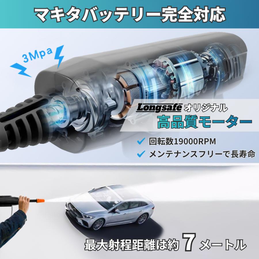 Longsafe マキタ 互換品 充電式 高圧洗浄機 洗車 ホース フォームガン