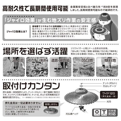 ジズライザーワイド120  ZAT-H30A120 農業 農作業 除草 チップソー 安定板 草刈 刈払 雑草 刈払機 園芸 カッター 砂利 田 石 傾斜 北村製作所 三冨D |  | 02