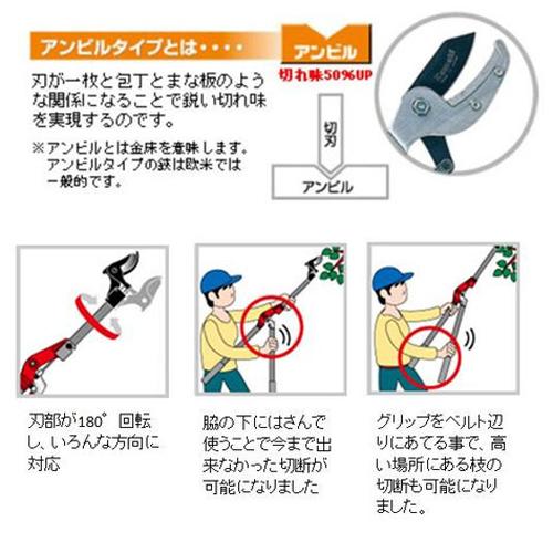 Kamaki カマキ No.1150A-1.4 高枝太枝切鋏 きりりんアンビル Kamaki カマキ No.1150A-1.4 高枝太枝切鋏 きりりんアンビル