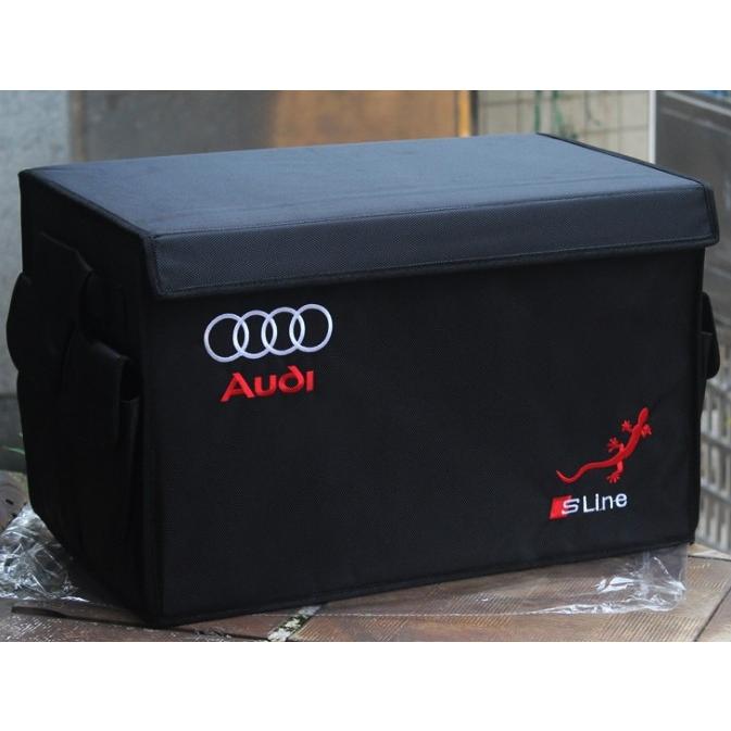 送料無料 アウディ Sline用 車用収納ボックス 大容量トランクバッグ 折り畳み式 刺繍ロゴ ブラック 車梱包折りたたみ 自動車 人気提案 ラゲッジ収納ソフト