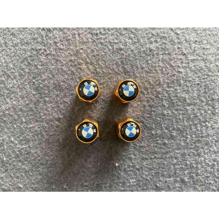 送料無料 418 Bmw用 4個セット 車のタイヤバルブキャップカバー ゴールド エアバルブキャップ 六角形 ホイール タイヤ ホイール関連用品