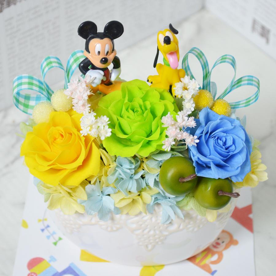 フラワーアレンジ ディズニー　　アレンジメント プリザーブドフラワー 　造花無し プリザーブドフラワー ディズニー ミッキー・プルート アレンジメント