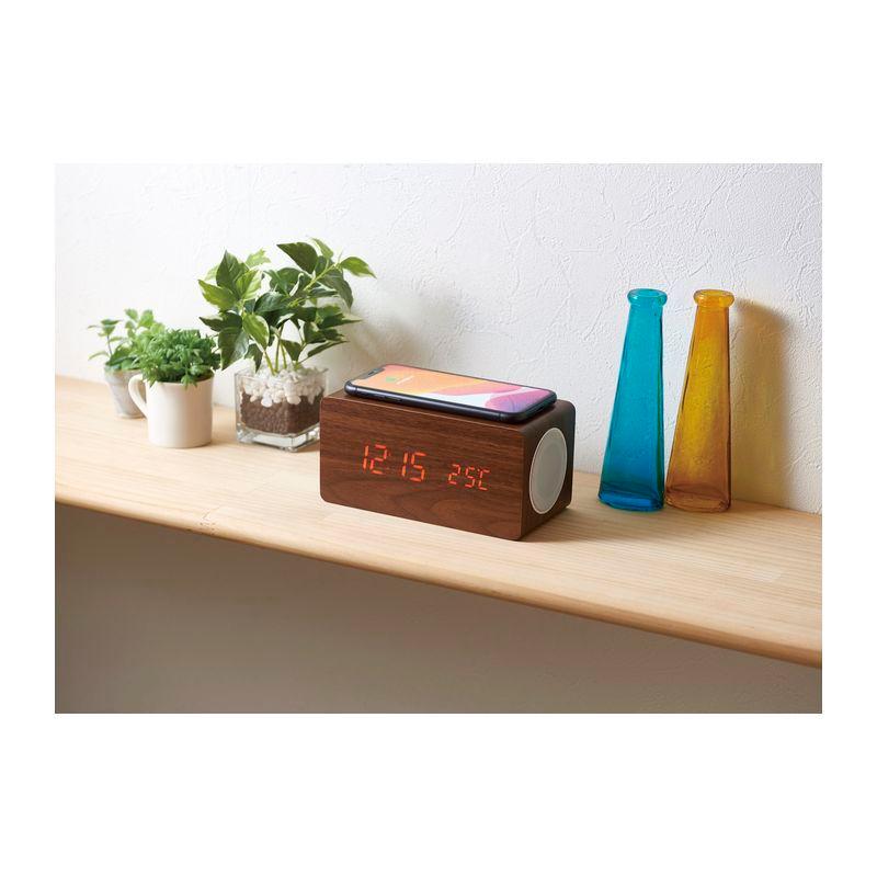 3in1多機能デジタルクロック Bluetoothスピーカー ワイヤレス充電 温度