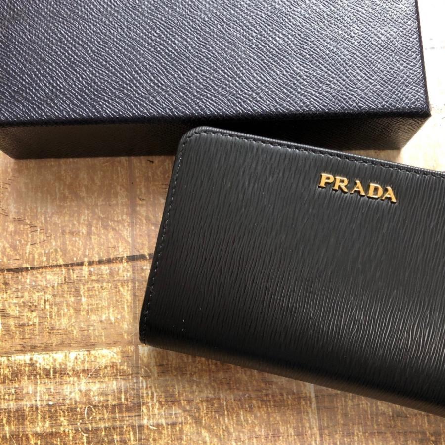 新品 PRADA サフィアーノ折りたたみ財布 NERO/LACCA :1ML255-2B6Q 
