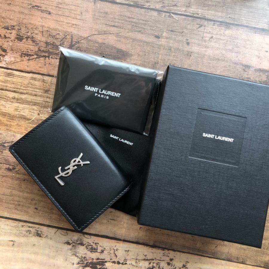 新品 Saint Laurent ロゴ カーフレザー 三つ折り財布(23333円)