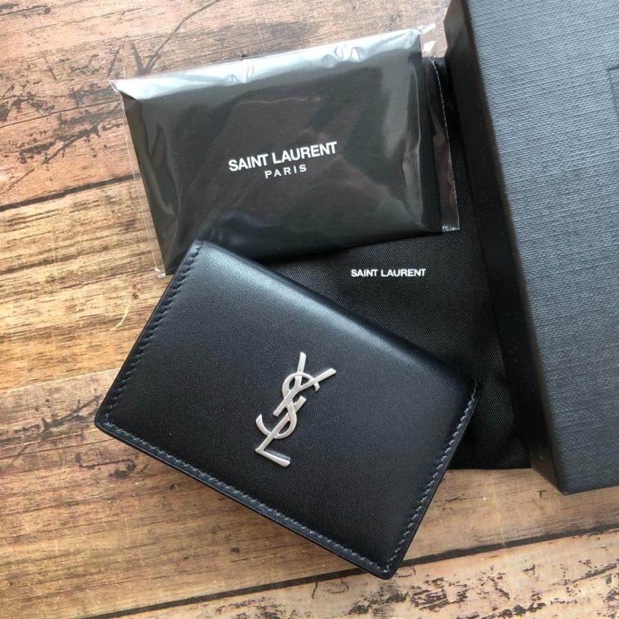 専用出品 新品 Saint Laurent ロゴ カーフレザー 三つ折り財布 【ZY6640542217】(23333円)