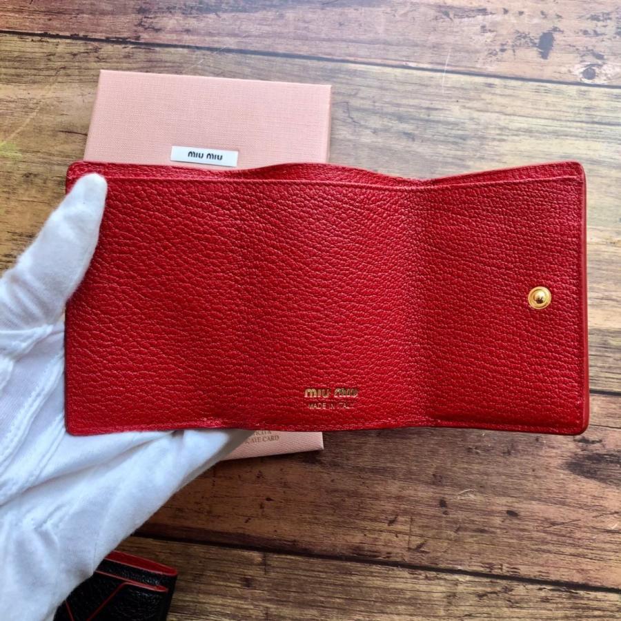 あす楽対応 新品 ミュウミュウ Miumiu マドラス 三つ折り財布 レター 財布