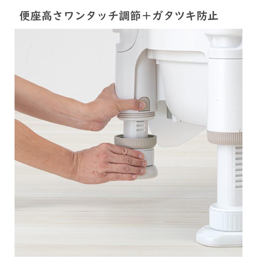 安寿 ポータブルトイレ FX-30 ”らくゾウくん” 側方ガード、脱臭機能付き・暖房便座／ミストブルー（アロン化成）532-967_2