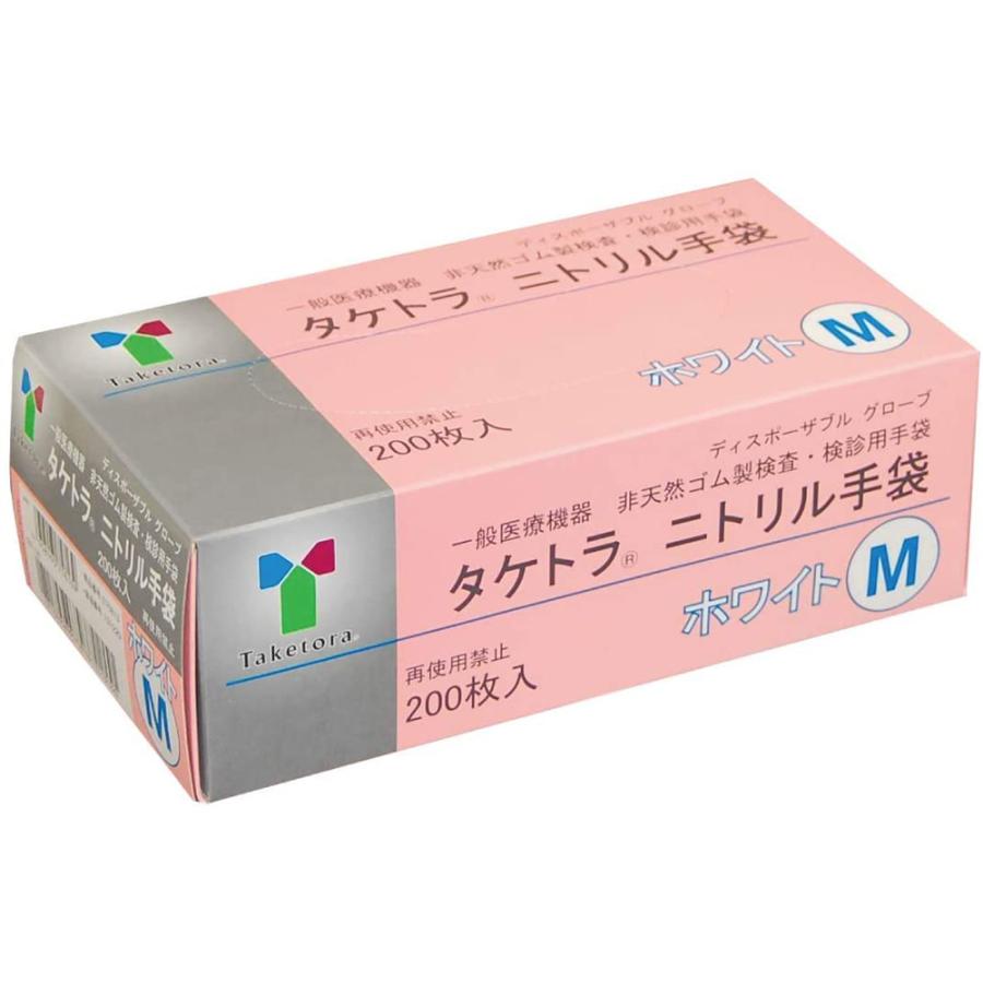 竹虎 タケトラ ニトリル手袋／ホワイト Mサイズ 200枚 粉なしニトリル 
