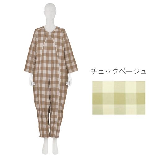 フドーねまきA（厚手）Sサイズ／チェックベージュ（竹虎）107092 つなぎねまき