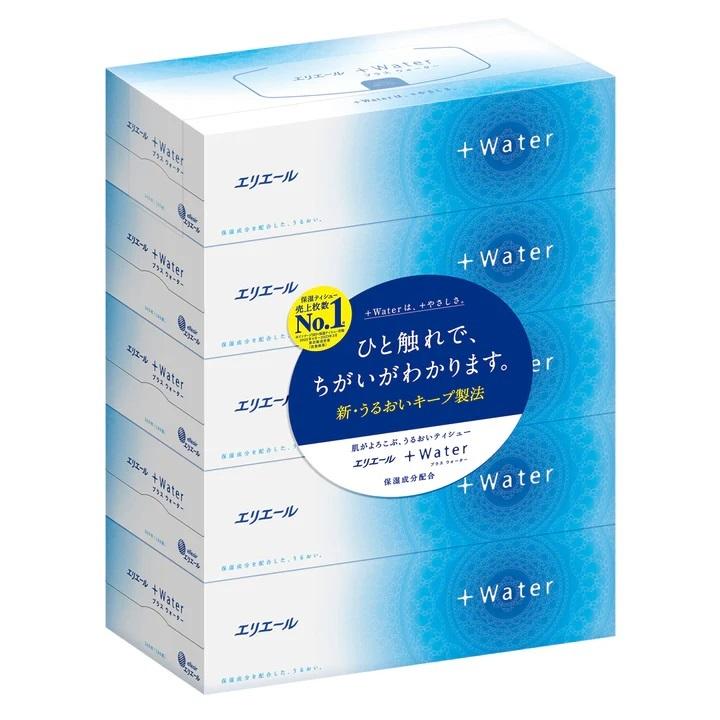 Water （ケース販売）エリエール ＋Water（うるおいティシュー）180W5P
