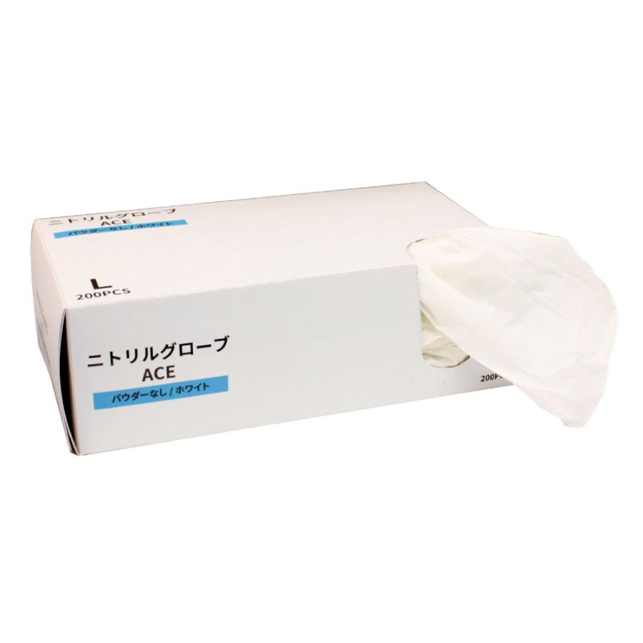 ニトリルグローブACE ホワイト Sサイズ 200枚×10箱 ファーストレイト （ケース販売）ニトリルグローブACE（エース