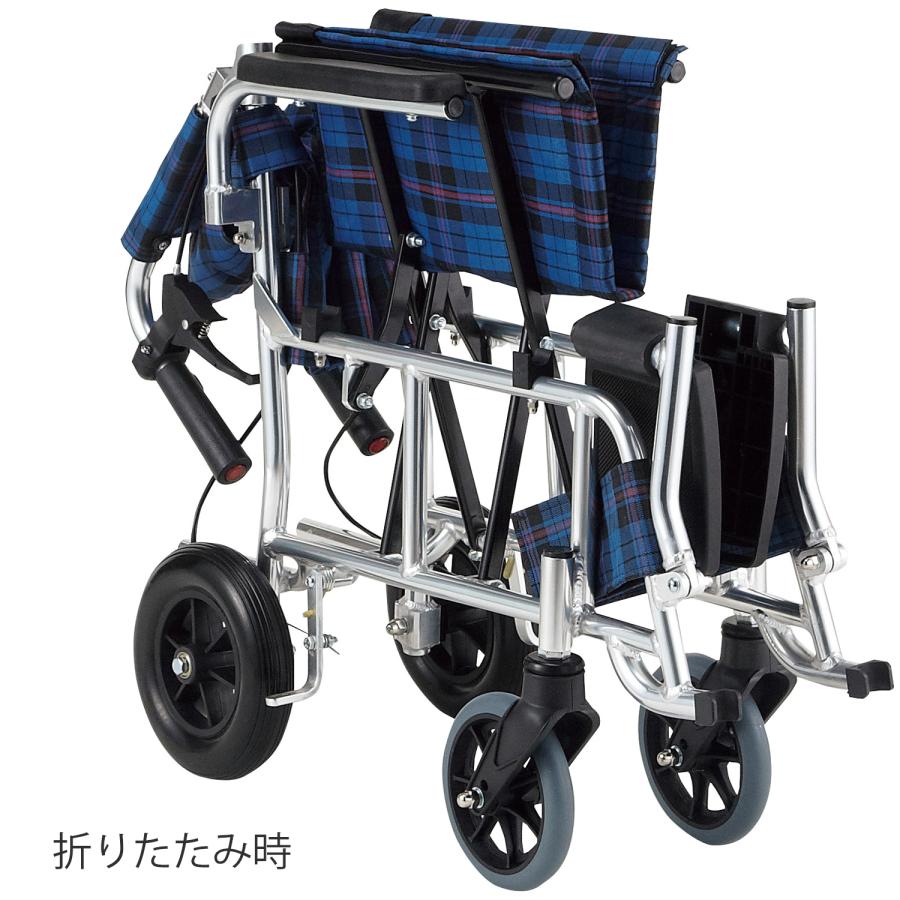 コンパクト車いす PIRO＋（ピロプラス）PR-30NC／ネイビーチェック（マキテック）介助式車いす 小型タイプ_1