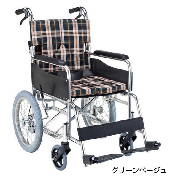 スタンダードモジュール車いす（介助式・背折れ）座面幅38cm／グリーン 