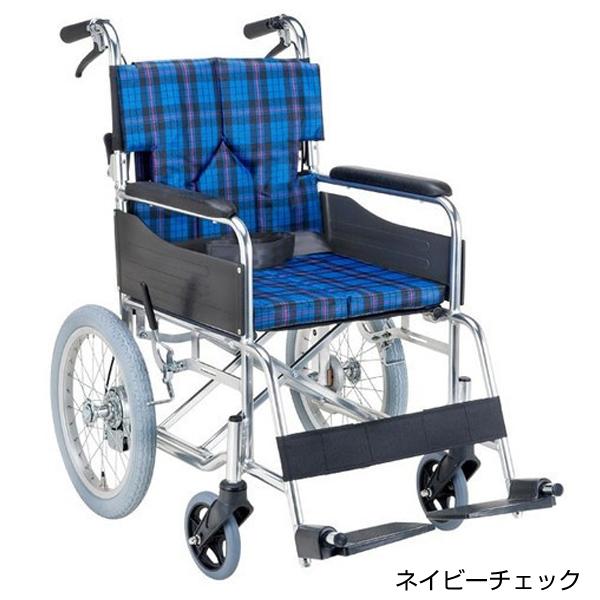 スタンダードモジュール車いす 介助式 背折れ 座面幅40cm ネイビーチェック マキテック Smk30 4043nc 人気を誇る