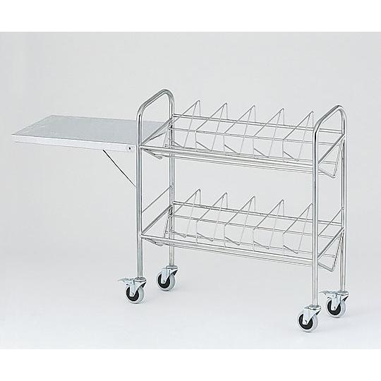 8-7485-03 カルテワゴン(パイプタイプ) 970×318×1010mm 補助板付