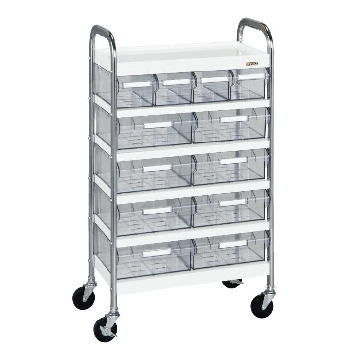 サカエ CSワゴン透明ボックス付 CSD-48T