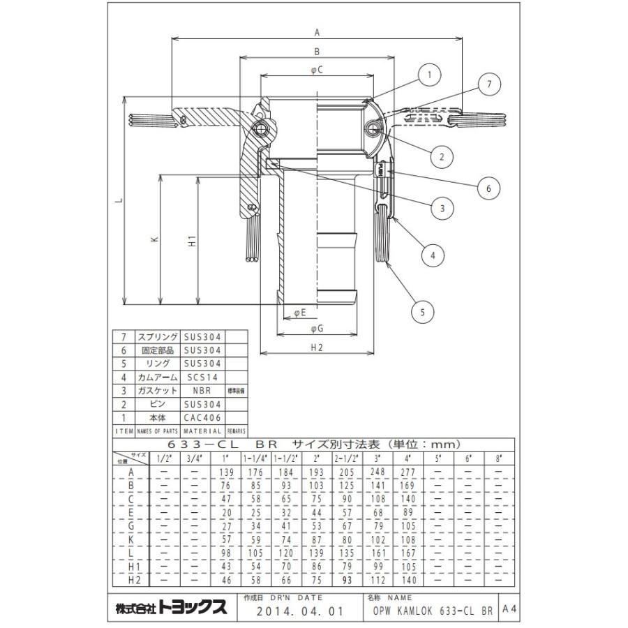 トヨックス ツインロックタイプカプラーホースシャンク ブロンズ 32A 633-CL_5