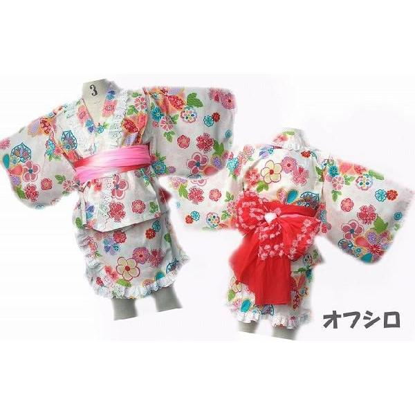 浴衣　女の子　E.T.K　etk 古典柄ミニスカートセパレート浴衣3点セット　オフシロ　レッド　日本製　80cm/90cm/95cm/100cm/110cm/120cm｜egaoshop｜02